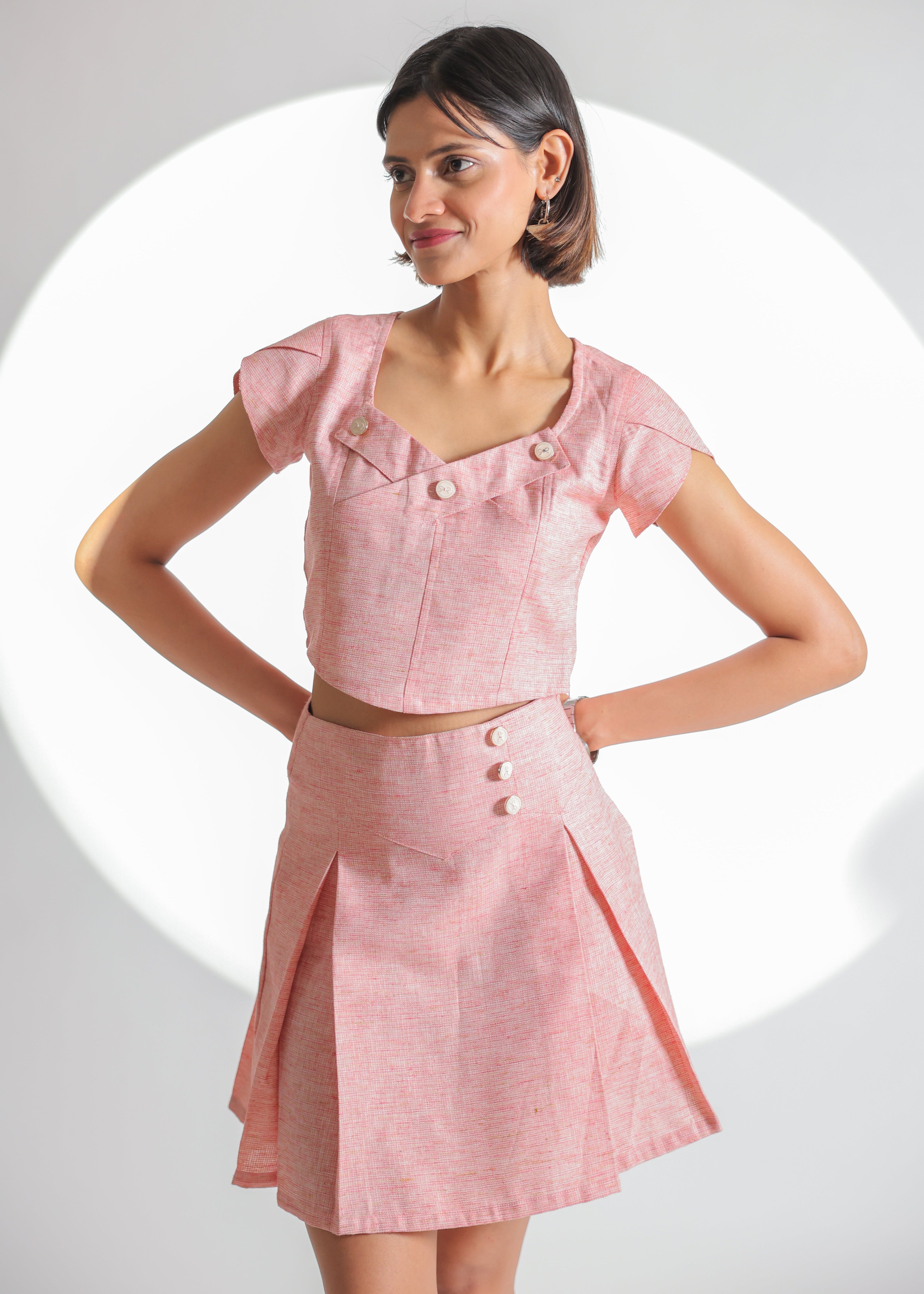 Hermoine Baby Pink Khadi Top