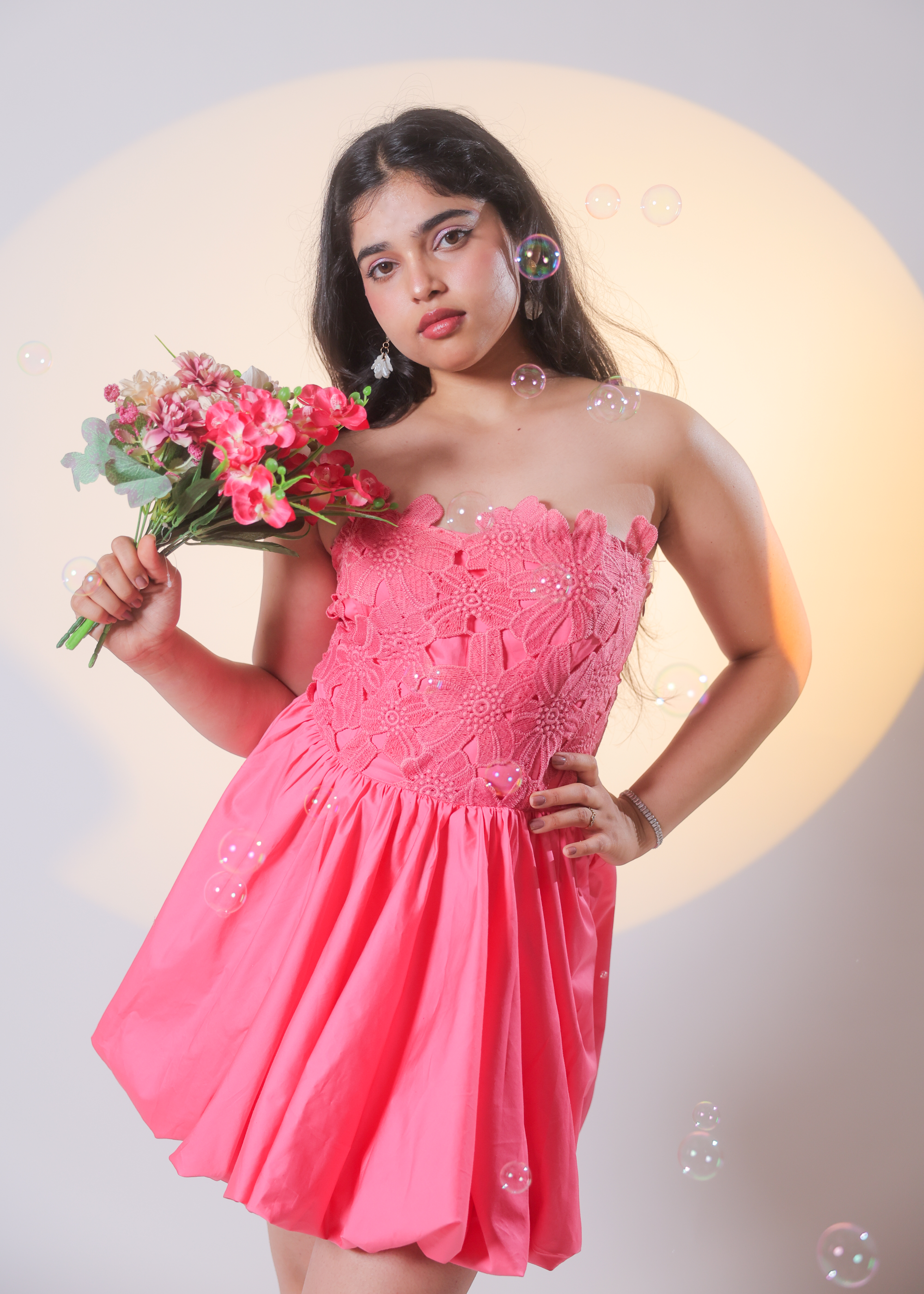 Aurora Pink Lace Bubble dress