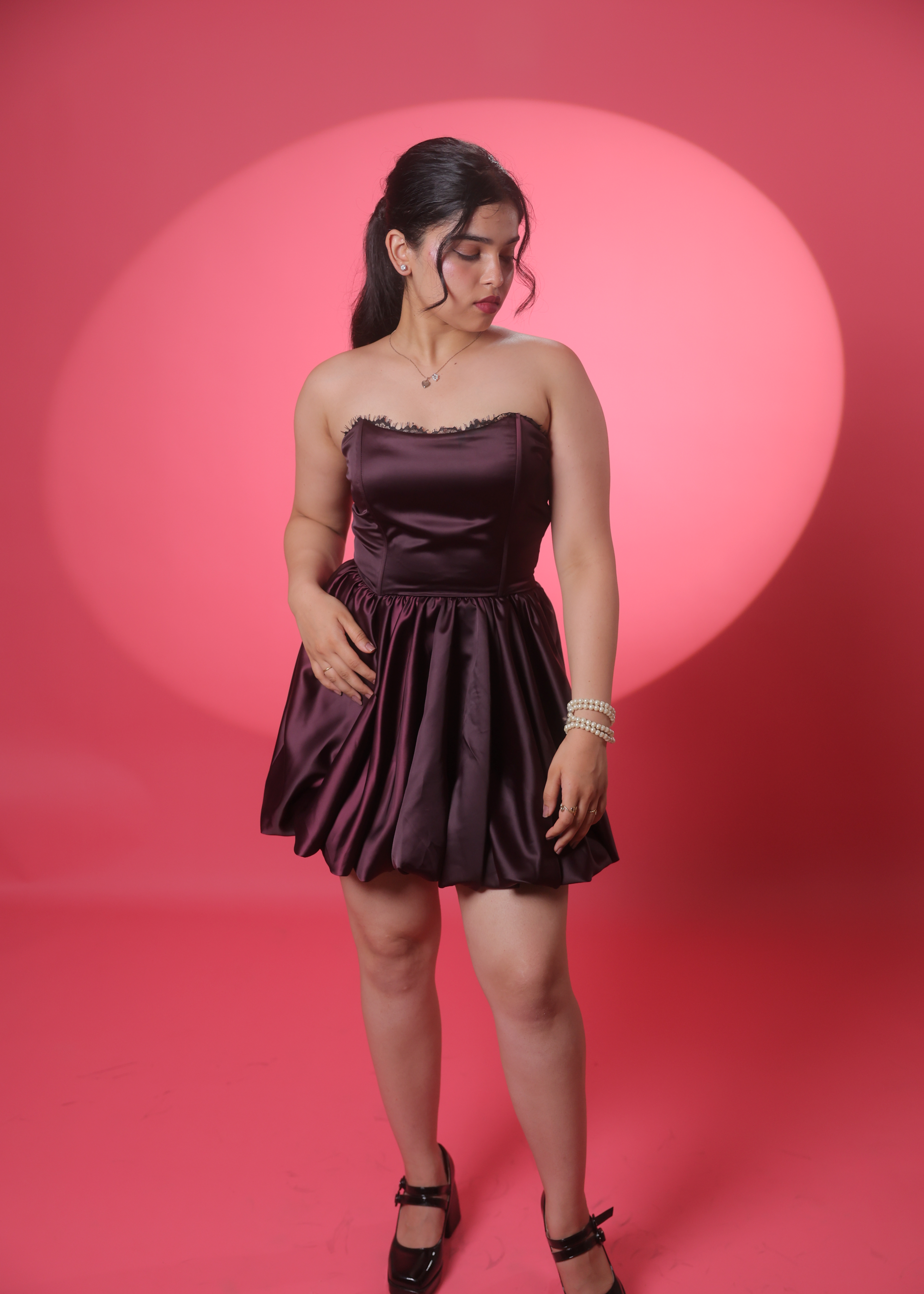Lana Wine Bubble Dress