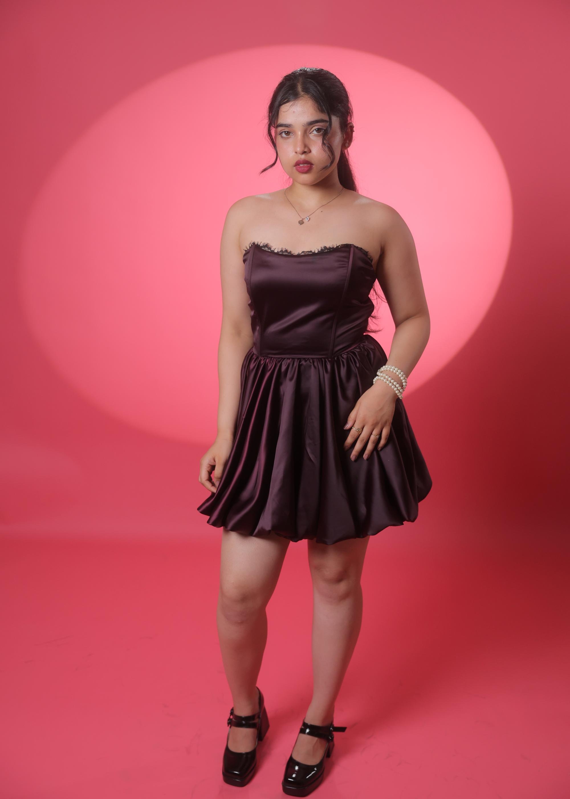 Lana Wine Bubble Dress