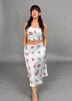 Amara Baby Blue Midi Satin Skirt