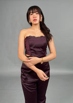 Lana Wine Lace Corset top