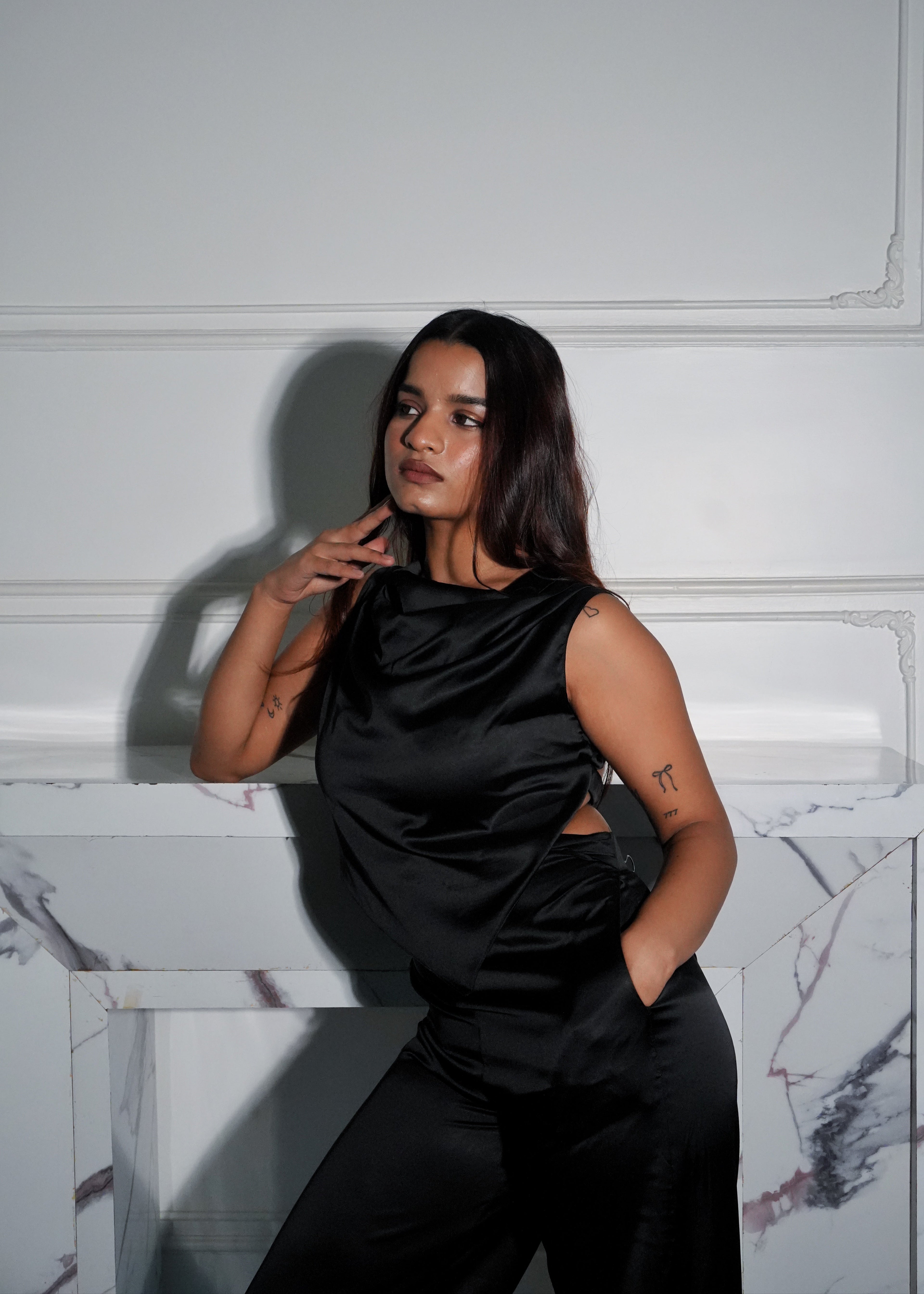 Addison Black Cowl Top