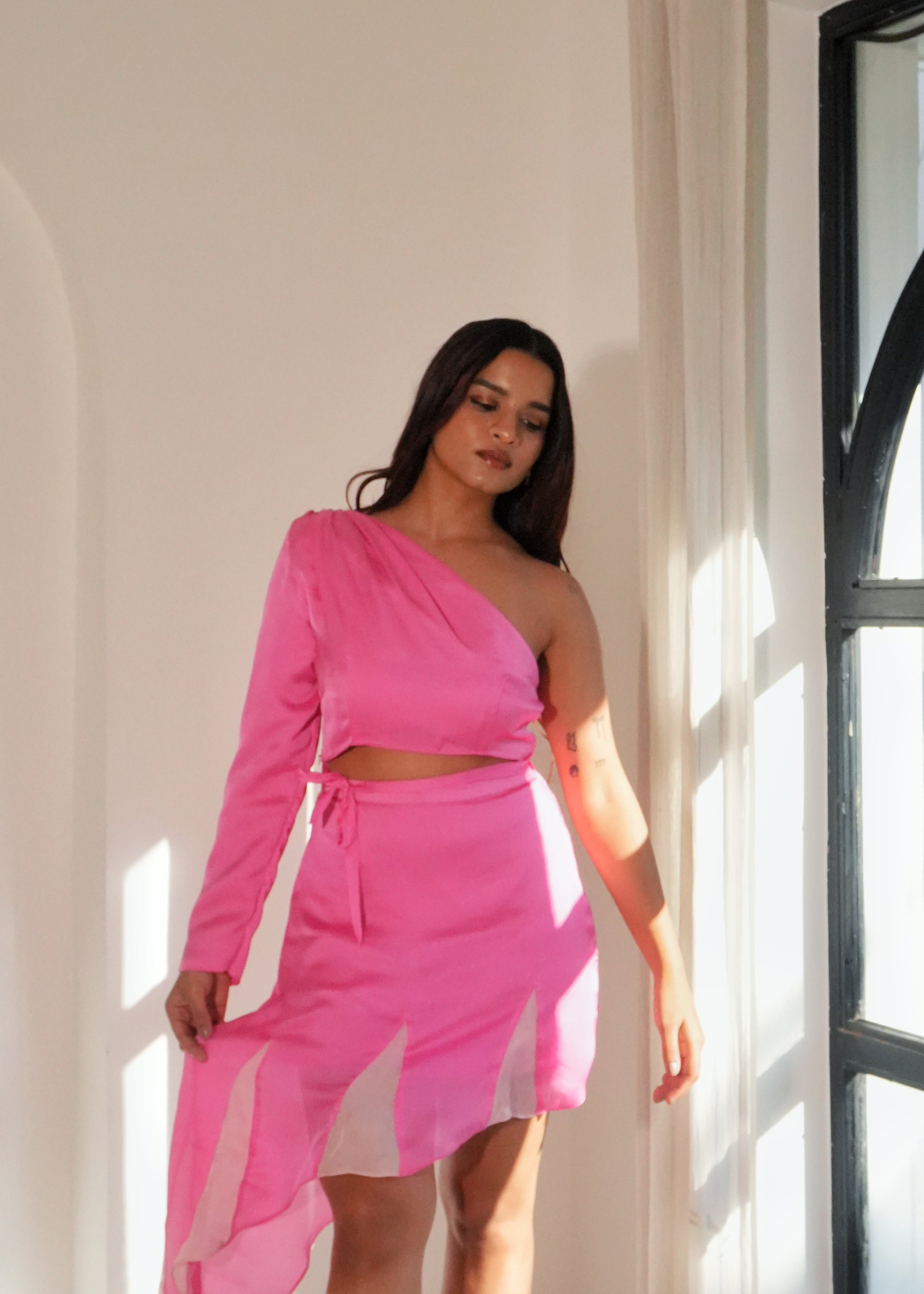 Riley Pink One shoulder Top