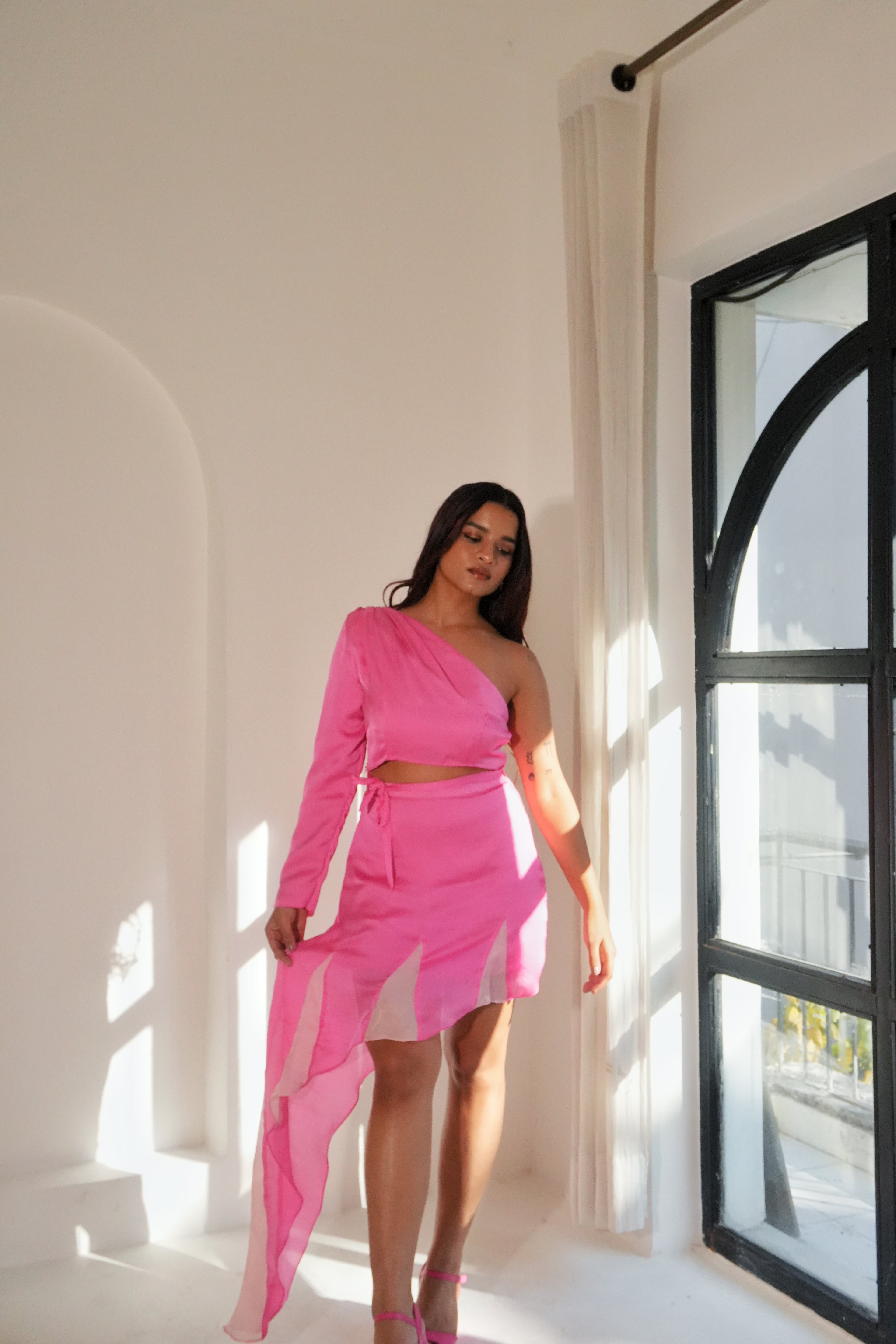 Riley Pink Asymmetric Skirt