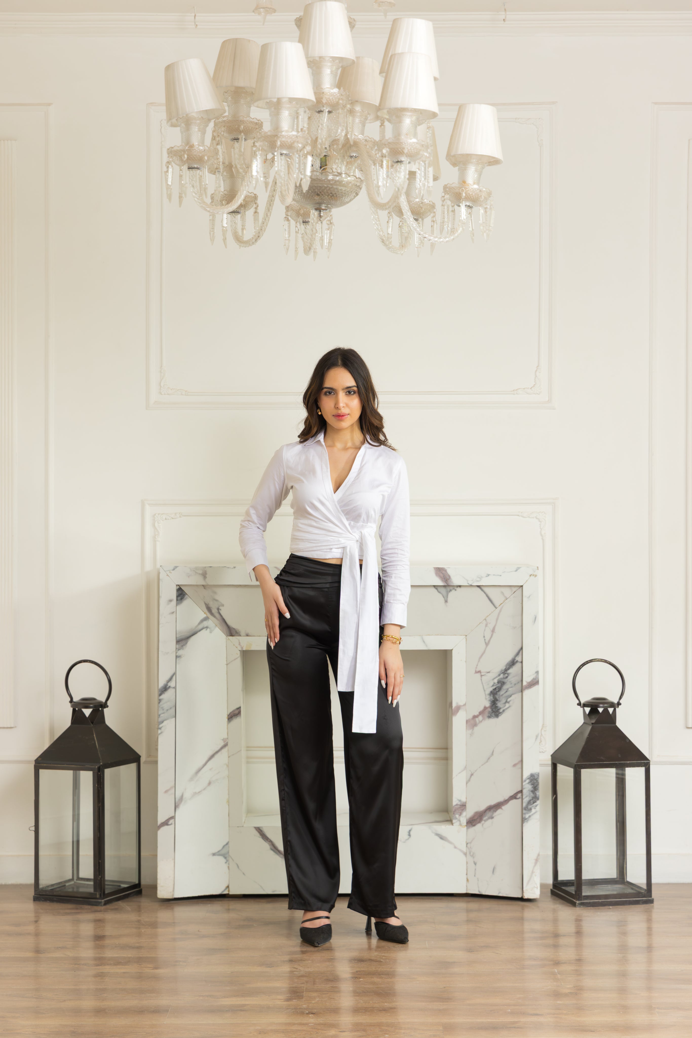 Circle back draped trousers