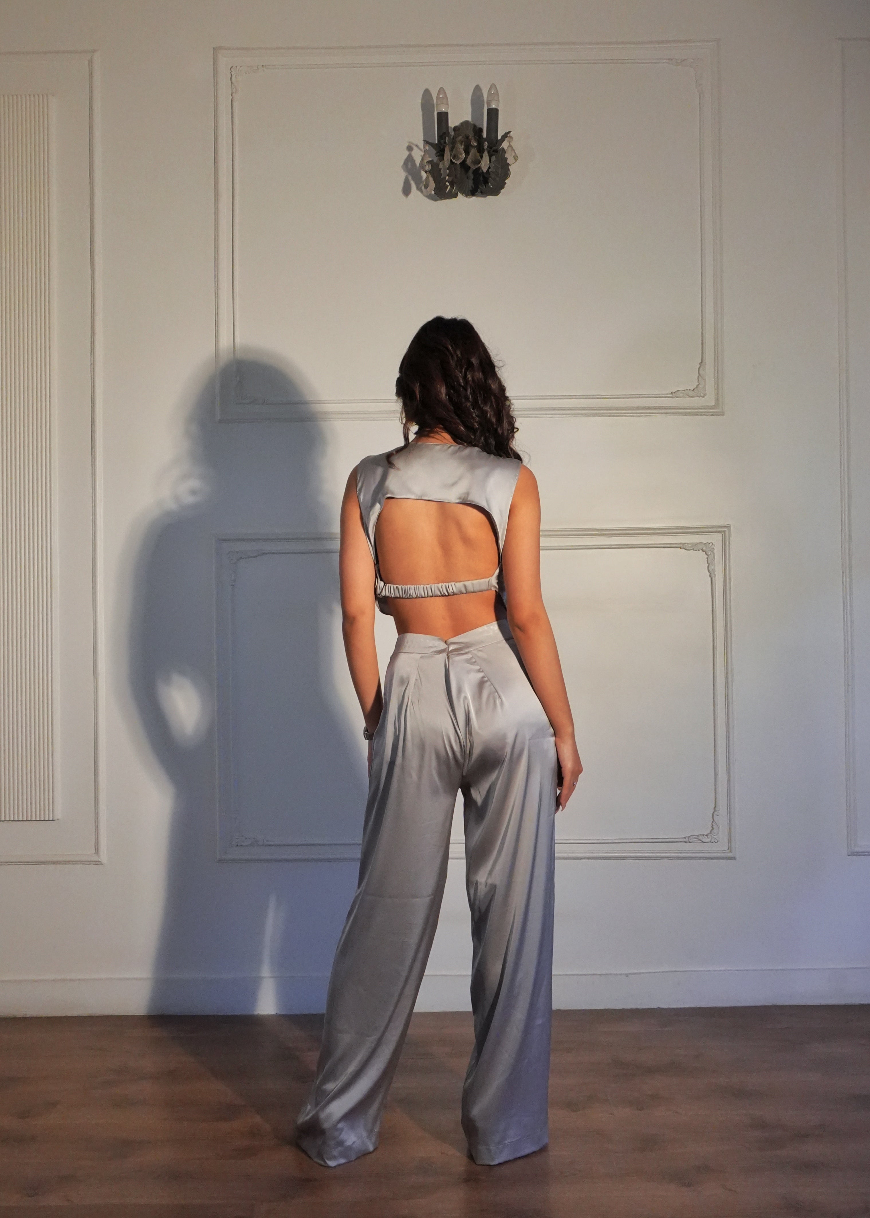 Cristina Grey Satin trousers