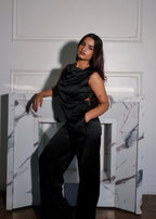 Addison Black Draped Trousers