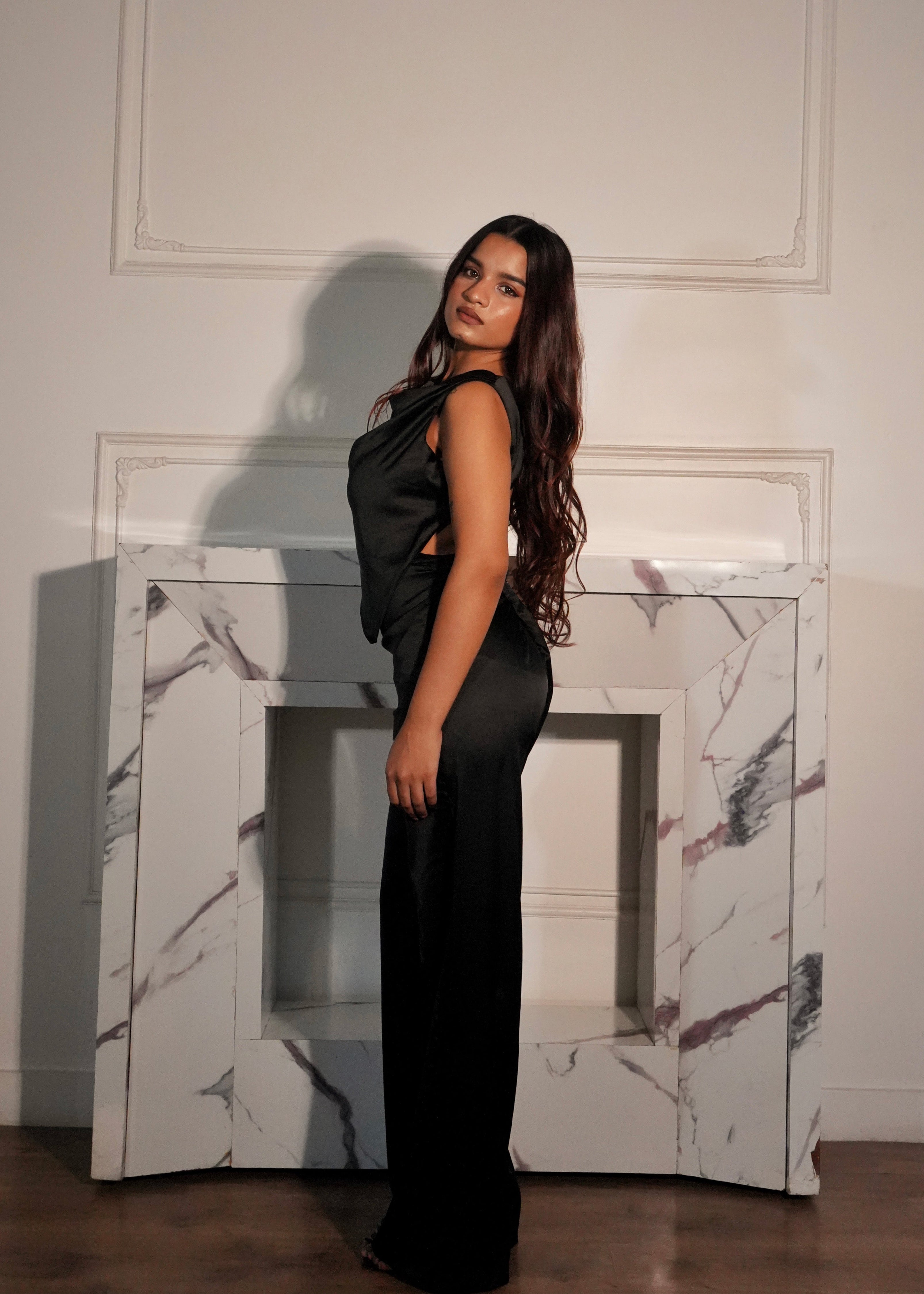 Addison Black Draped Trousers