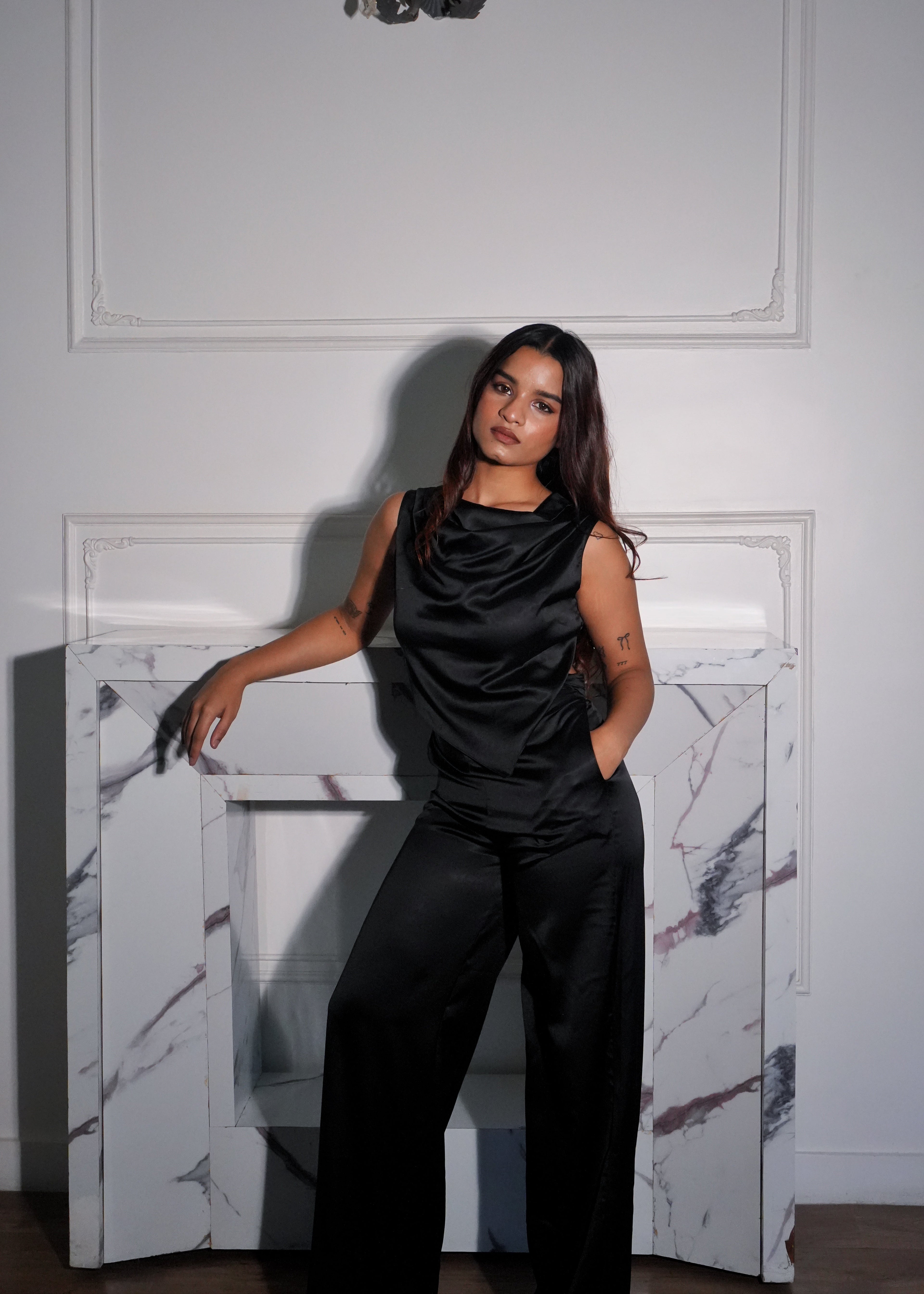 Addison Black Cowl Top