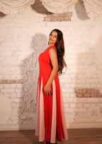Callie Red-Pink Panelled Gown