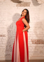 Callie Red-Pink Panelled Gown