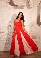 Callie Red-Pink Panelled Gown