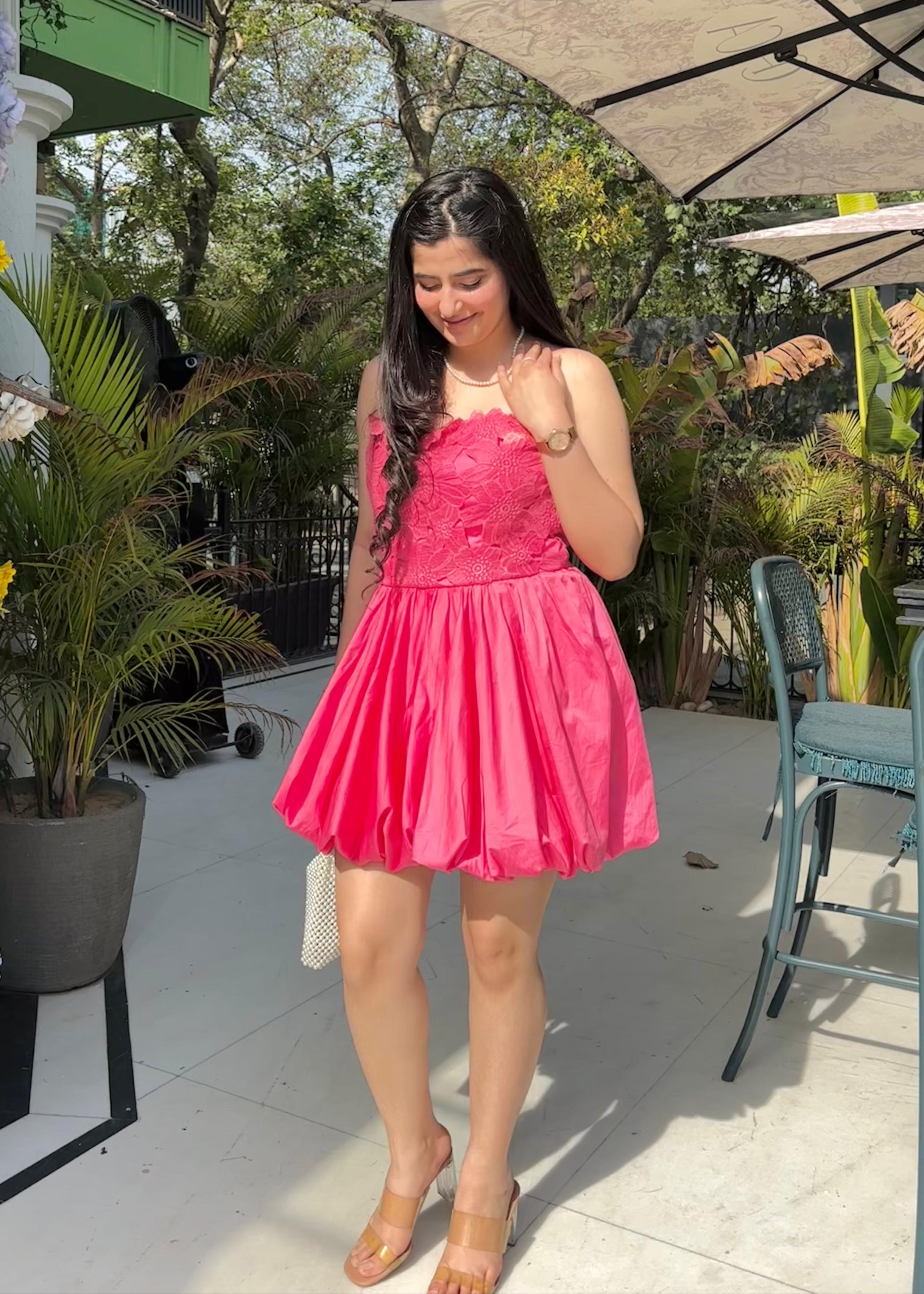 Aurora Pink Lace Bubble dress