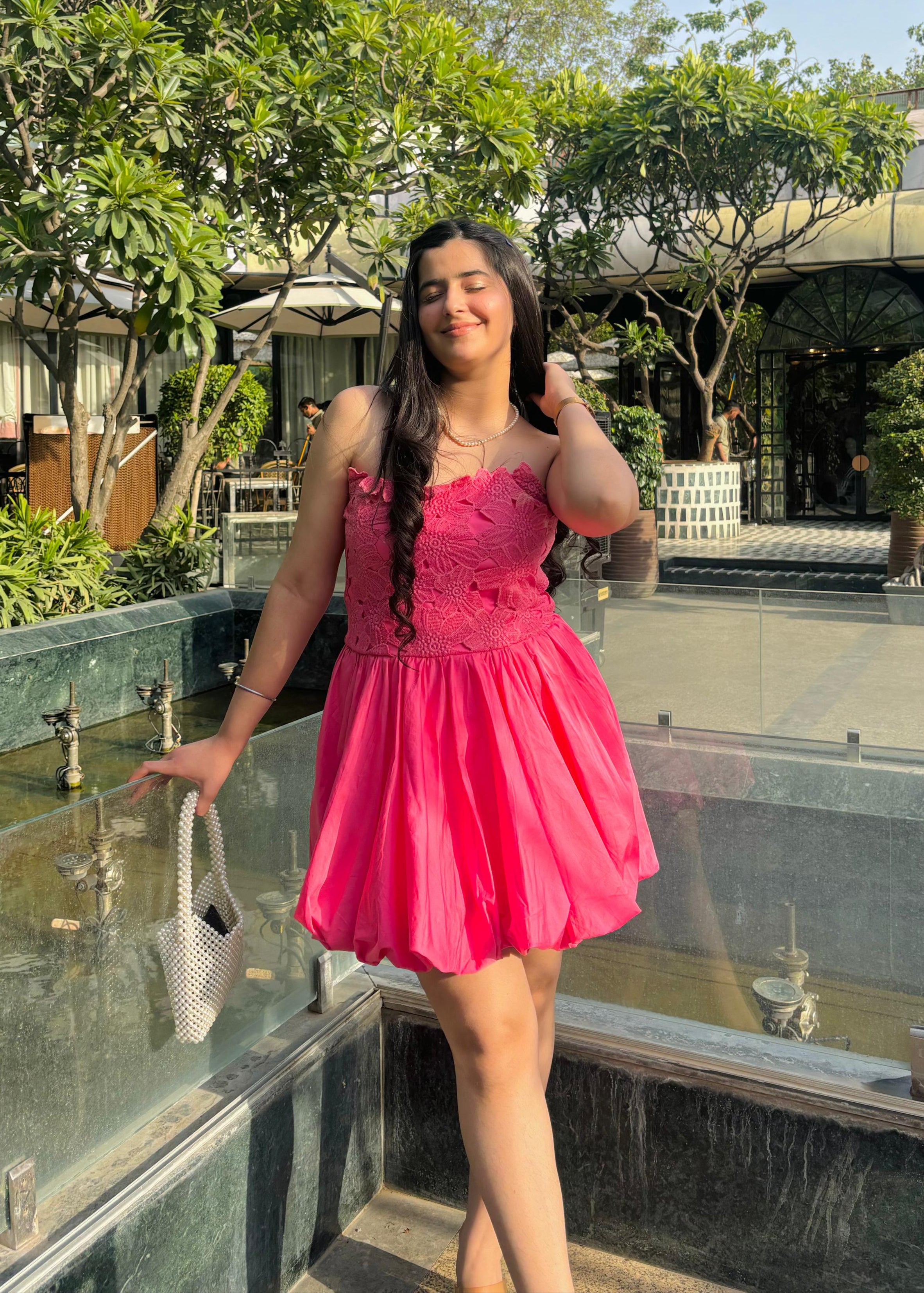 Aurora Pink Lace Bubble dress